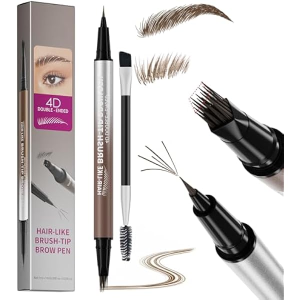 Erinde Microblading Kredka do Brwi 2 w 1, Wodoodporna kredka do brwi, Końcówka wieloramienna & precyzyjna końcówka, Makijaż brwi dla kobiet, Naturalne i wyraziste brwi #02