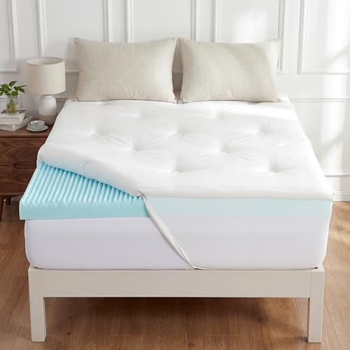MABOZOO 6-Inch Thick Mattress Topper, Dual Layer Memory Foam Mattress Topper Pillow Top Cover for Back Pain Relief & Cloud-Like Comfort (Queen Size)