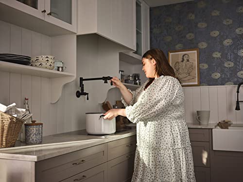 Moen S664Bl Traditional Wall Mount Swing Arm Folding Pot Filler Kitchen Faucet, Matte Black #TOP1