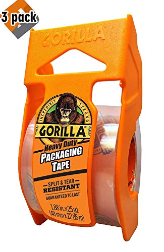 Gorilla Heavy Duty Packing Tape with Dispenser for Moving, Shipping and Storage, 1.88