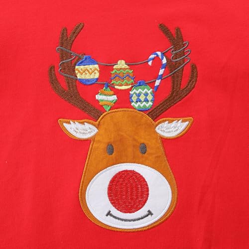 Toddler Boys Girls Christmas Sweatshirts Reindeer Crewneck Fleece Pullover Top Xmas Long Sleeve Winter Clothes 2-7T3