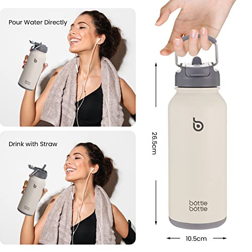 Bottle Bottle 32Oz Insulated Water Bottle Stainless Steel Sport Water Bottle With Straw Dual-Use Lid Design For Gym With Pill Box (Gray) #TOP4