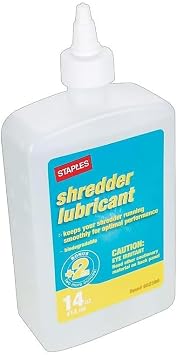 Staples Shredder Oil, 14 Oz Bottle, Reduces Friction and Noise