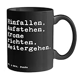 Mr. & Mrs. Panda Tasse Hinfallen, Aufstehen, Krone richten,... - Geschenk, Frauen, Kaffeebecher, Motivation, Frühstück, Tee, Spruch Sprüche Weisheiten Zitate Lustig Weisheit Worte, Kaffeetasse, Zitate