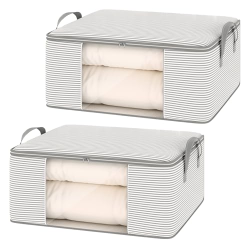 Dekorinex 2 Pièces 55 x 35 x 25cm Sac de Rangement Vetement, Housse de Rangement Couette, Rangements de Vêtements, Sac de Rangements Pliable pour Vêtement, pour Oreillers, Serviettes, Couvertures