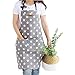 Produktbild Lindong Sterne Schürze mit Tasche Baumwolle Leinen Damen Küchenschürze Latzschürze Kochschürze zum Kochen oder Backen grau