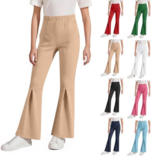 Kids Pleated Flare Sweatpants Casual Elastic Waist Bell Bottom Athletic Sports Pants with Pockets for Girls Boys 4-15 Years2