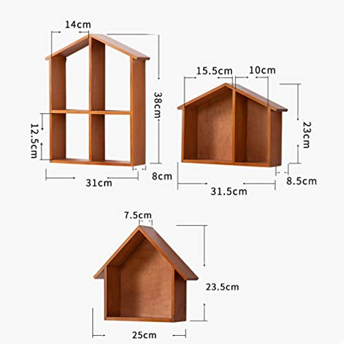 Ultnice Wooden House- Shaped Wall Storage Shelf Rustic Wood Mounted Floating Shelves For Bedroom Living Room Home Office 25Cm #TOP2