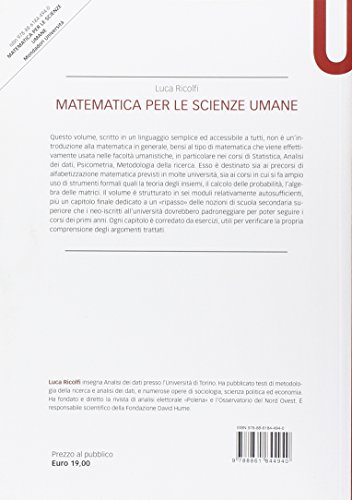 Matematica Per Le Scienze Umane: Uno Strumento Per I Precorsi Di Psicologia, Scienze Politiche, Sociologia - 2