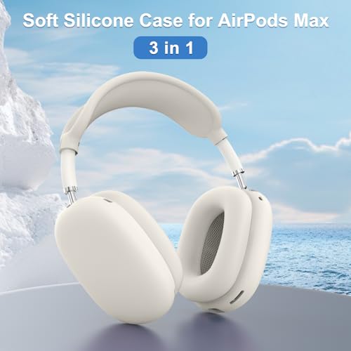 Silicone Case Cover for AirPods Max 2/1 (2026/2024/2020), Ear Pad Case Cover/Ear Cups Cover/Headband Cover for AirPods Max 2&1 (USB-C/Lightning), Accessories for Apple AirPods Max 2 Headphones, Beige by Polislime - Image 2