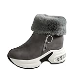 ZJWBB Women's Winter Snow Boots Pointed Toe High Heel Winter Short Boots Comfortable Side-Zip Hidden Wedge Platform Sneakers Booties