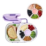 GoBe Kids Small Snack Spinner with 5 Compartment Dispenser + Lunchbox with Detachable Snack Spinner with 5 Small + 1 Large Sandwich Compartment - with Hand Strap & Sticker Sheet