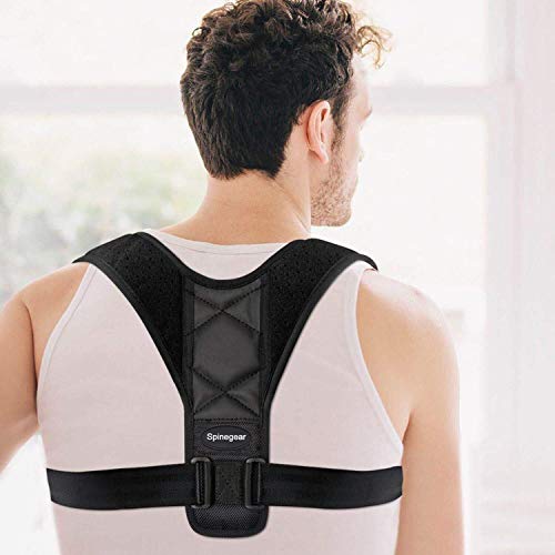 Spinegear Posture Corrector for Men And Women - Adjustable back brace upper back support strap - Clavicle straightener providing Support for neck slouching and back Pain Relief Size XL