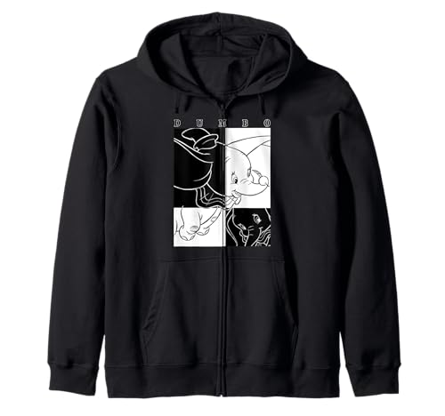 Image of Disney Dumbo Black & White Panel Portrait Zip Hoodie