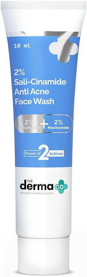 The Derma Co 2% Sali-Cinamide Anti-Acne Face Wash | With 2% Salicylic Acid & 2% Niacinamide I Treats Active Acne & Fades Acne Marks I For Oily & Combination Skin I Power of 2 Actives | For Men & Women