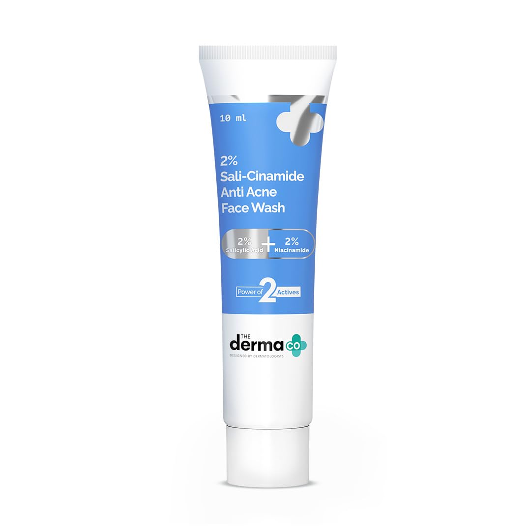 The Derma Co Men & Women 2% Sali-Cinamide Anti-Acne Face Wash|With 2% Salicylic Acid & 2% Niacinamide|Treats Active Acne & Fades Acne Marks I For Oily & Combination Skin I Power of 2 Actives|10 ml