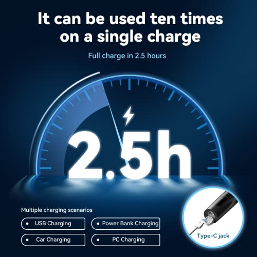 Image of Tooth Polisher Rechargeable,Tooth Buffer Polisher with 5 Replacement Heads & Cleaning Modes, USB Rechargeable, Ipx6 Waterproof, Teeth Black Stain Remover for Adults & Kids Black