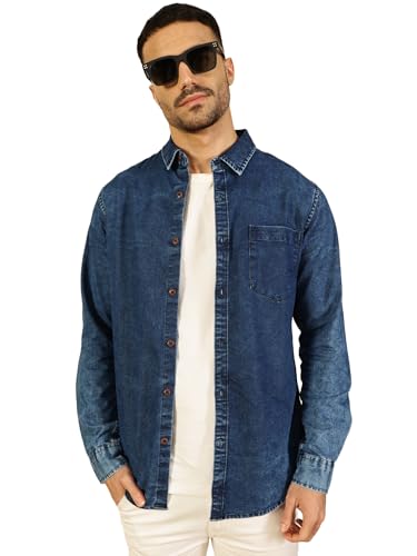 Thomas Scott Men Slim Fit Full Sleeves Denim Casual Shirt