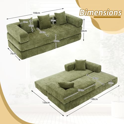 Canapé 2 Places Modulaire Chenille avec Poches KOMHTOM