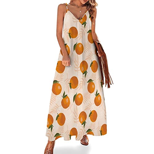 SDERDZSE Fruit of Oranges and Leaves Pattern Summer Dresses Maxi Dress  Sundress Beach Dresses for Women M at Amazon Women's Clothing store