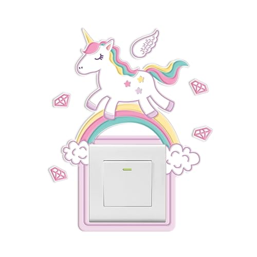 Image of Wasise Light Switch Sticker - Unicorn Wall Stickers, Unicorn Wallpaper, Cute Room Decor for Room Decor, Special Light Switch Stickers, Rainbow Wall Stickers,Rainbow Wallpaper Accent, Bedroom Decor