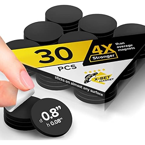X-bet MAGNET - Self Adhesive Magnet Dots (0.8" x 0.8") - Peel & Stick Magnetic Circles - Industrial Flexible Sticky Magnets - Sheets is Alternative to Magnetic Squares, Stickers, Strip & Tape Cover