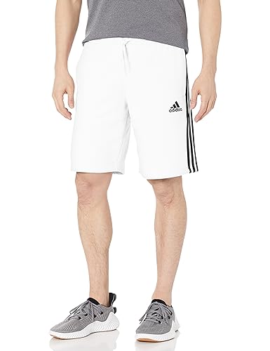 adidas Men's Tall Size Essentials Fleece 3-Stripes Shorts, White