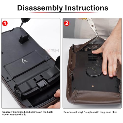 KBH Center Console Armrest Cover Replacement for Toyota Avalon 2013 2014 2015 2016 2017 2018, Vinyl Leather, Car Arm Rest Lid Skin Upholstery, Anti-Scratch, Dark Gray (Without Lid) by KBH - Image 5