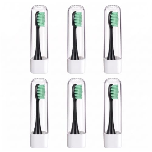 Image of Replacement Brush Heads with Clear Protective Caps, Compatible with BAOVERI D12,D32 Sonic Electric Toothbrushes