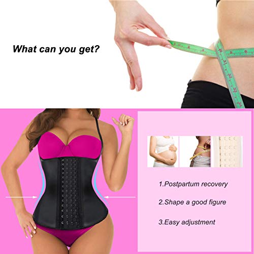 Hopgo Sweat Waist Trainer Girdle Workout Sauna Tank Top Vest for Women Weight Loss Exercise Latex Corset Slimming Vest Shapewear Black Size XL