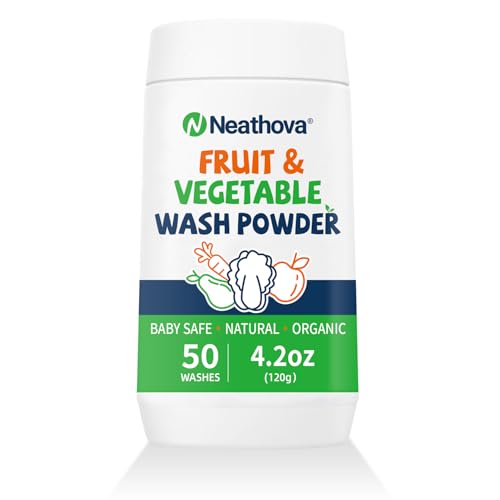 Fruit & Veggie Wash Powder, Natural Organic Produce Cleaner for Pesticides & Wax Removal, Baby Safe Eat Cleaner for Fruits & Vegetables, 50 Washes, 4.2oz (120g), Extra Matcha Powder & Tea Polyphenols