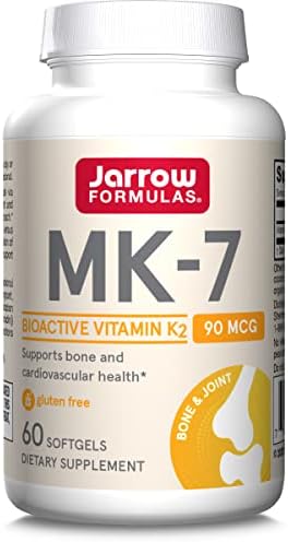 Jarrow Formulas MK-7 90 mcg - Superior Vitamin K Product for Building Strong Bones - Dietary Supplement Supports Heart & Cardiovascular Health - 60 Servings (PACKAGING MAY VARY)