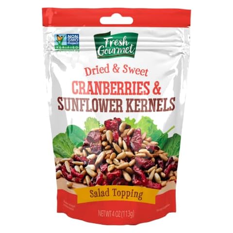 Fresh Gourmet | Cranberries & Sunflower Kernels | 4 Ounce, Pack of 9 | Dried & Sweet Salad Topper Cover