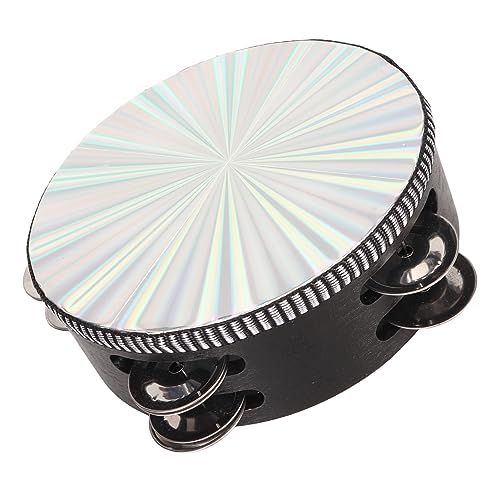 Pandeiro de Tambor Portátil Reflexivo Sonew, Pandeiros Melodiosos de Fileira Dupla de 6 Polegadas pa