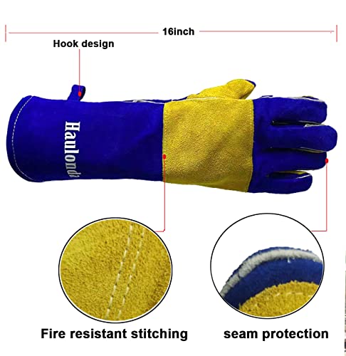 Welding Gloves,16Inch 932°F Fire/Heat Resistant Welding Gloves For Forge Tig Mig Fireplace Grill Bbq Stove Oven Baking,Pruning Flowers Gardening Campfire Animal Pet Handling Bite Proof #TOP2