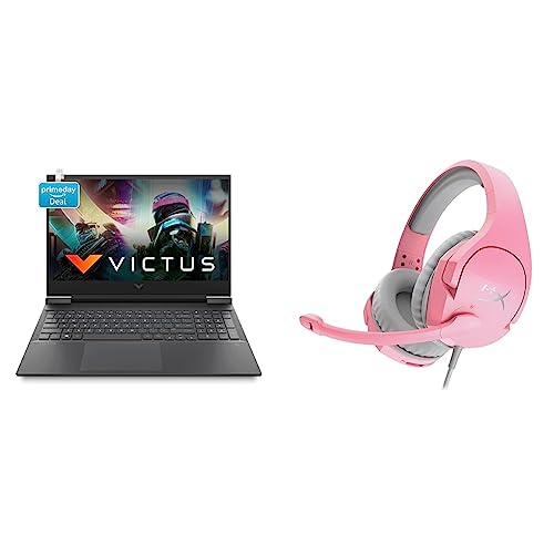Image of HP Victus Gaming Laptop 11th Gen Intel Core i5-11400H16.1 inch(40.9 cm) FHD IPS Gaming Laptop & HyperX Cloud Stinger Pink