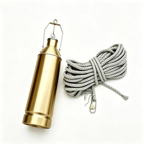 Oil Sampler, Metal Fuel Tank Sampler, Oil Sampling Bottle Kit with Long Cotton Rope for Petroleum Power Industrial Applications(Size:Rope L-5m/16.4ft,Color:Copper-300ml / 10.14 fl oz)