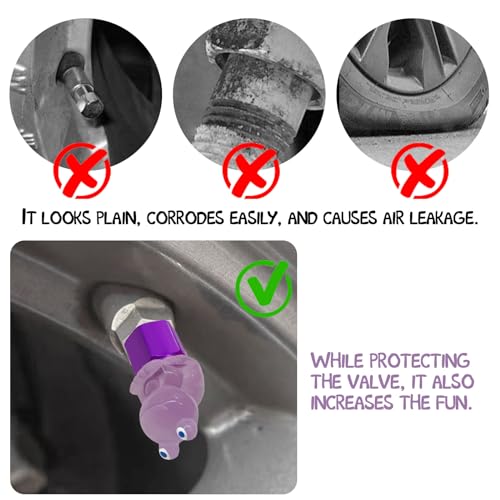4 Pack Cute Frog Tire Valve caps, Interesting and Practical Tire Decoration, Can be Used for Cars, Motorcycles, Trucks, and Bicycles.(Purple)