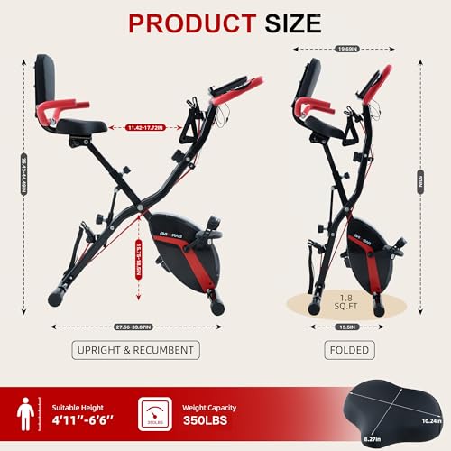 BARWING Stationary Exercise Bike for Home Workout, 5 IN 1 Foldable Indoor Cycling Bike for Seniors, 350LB Capacity, 16-Level Magnetic Resistance, Comfortable Seat Backrest by BARWING - Image 7