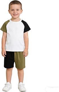 MYGBCPJS Kids Color Block Outfits Set Short Sleeve T-shirt and Shorts