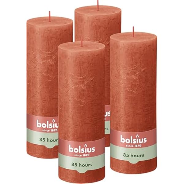 Bolsius - Rustykalne światło - pomarańczowe - 19 cm - 4 sztuki