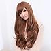 Bob shop Women's Long Hair Wig Long Wavy Cosplay Hair With Oblique Bangs（brown）