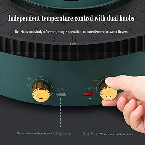 Electric Grill Indoor Hot Pot Multifunctional Non-Stick Ourdoor Korean Bbq SmokelessShabu Shabu Pot With Divider - Separate Dual Temperature Contral Capacity For 2-6PeopleGreen-Dividerpot Useful