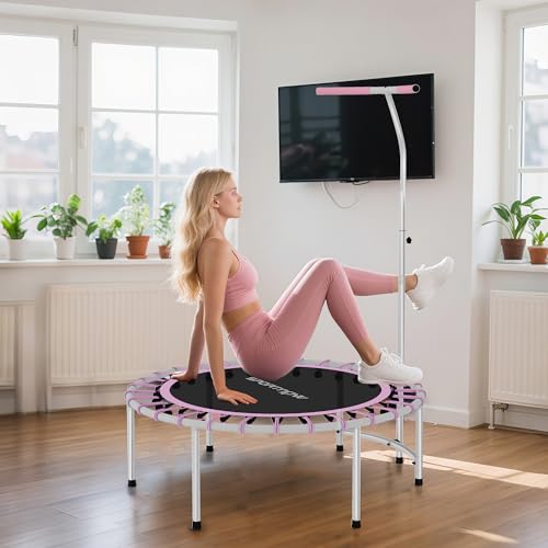 SPORTNOW 40" Fitness Trampoline, Mini Rebounder Trampoline for Adults with 5-Level Adjustable Handle, Indoor Exercise Bungee Rebounder, Max Load 100KG, Purple - Image 9