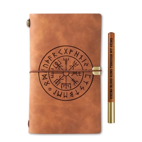 InnoBeta Viking Gifts Journal for Men, Viking Stuff for Men, Viking Gifts for Men, Viking Gifts Faux Leather Refillable Notebook, Sketchbook, Travel Diary, 7.8x5 Inches - Rune