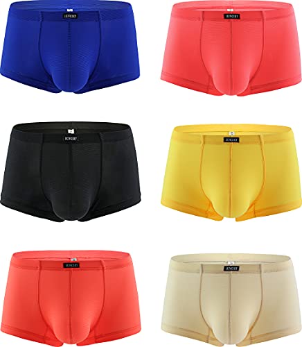 Ikingsky Men's Stretch Bulge Boxer Briefs Sexy Low Rise Pouch Shorts Soft Underpanties For Men (Medium, 6 Pack) #TOP15