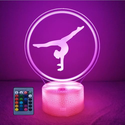 Creative Artistic Gymnastics 3D Night Light USB Powered Touch Switch Remote Control LED Decor Optical Illusion 3D Lamp 7/16 Colors Changing Brithday Room Decoration image 5