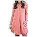 Donne Fashion Abiti Versatile V - Collo Solido Colore Manica Lunga con Pocket Casual Loose Bluse Abiti Abiti Corti Taglie Forti