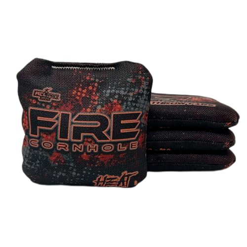 FIRE CORNHOLE | Cornhole Bags | ACL Pro Approved | Weather Resistant | Regulation Size and Weight | Heat Series | Set of 4 | Made in The USA (Shadow Red)
