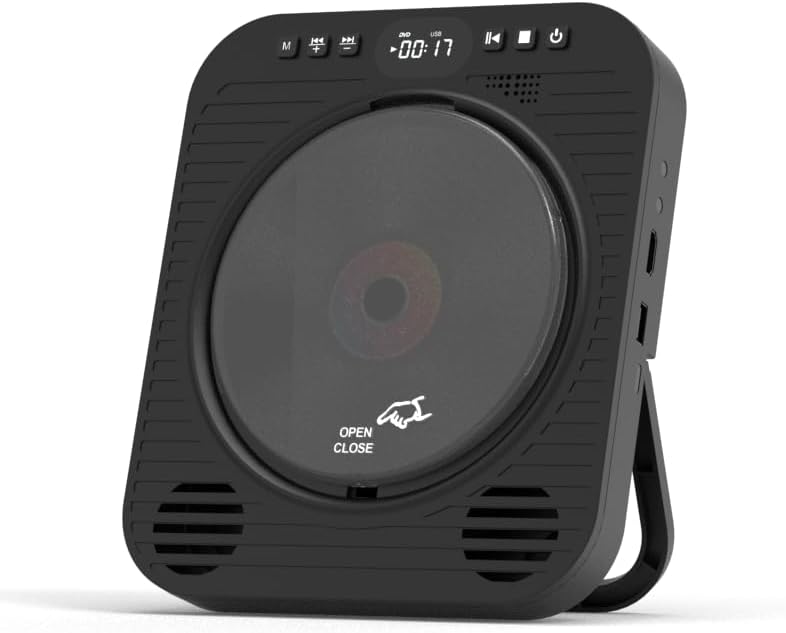 Mini CD DVD Player for TV - Portable Bluetooth CD DVD Player with HDMI & AV Cables, Built-in Speakers, USB/AUX Playback, 1080P Upscaling, Wall-Mountable Compact Desktop Player for Home, Black